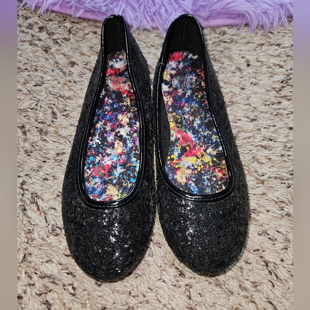 Black Glitter Ballet Flats | Youth 1